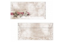 SIGEL DU049 Enveloppes motif etoiles de Noel marron, format DL (11 x 22 cm), 25 pieces