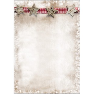 SIGEL DP052 Papier a  lettre de Noel, etoiles de Noel en bois, 21 x 29,7 cm, 90g/m², beige et rouge, 25 feuilles