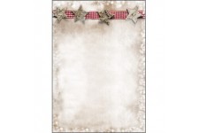 SIGEL DP052 Papier a  lettre de Noel, etoiles de Noel en bois, 21 x 29,7 cm, 90g/m², beige et rouge, 25 feuilles