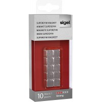 SIGEL GL193 Lot de 10 des aimantes, neodyme N42, pour tableaux magnetiques, 1x1x1 cm, argente