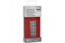 SIGEL GL193 Lot de 10 des aimantes, neodyme N42, pour tableaux magnetiques, 1x1x1 cm, argente