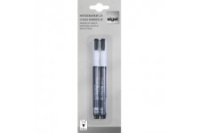 SIGEL GL178 Lot de 2 marqueurs a  craie liquide 20, effacables. Pointes ogives Ø 1 a  2 mm, blanc