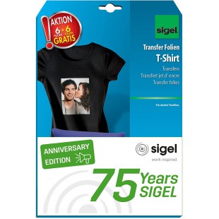 SIGEL T1157 Film de transfert T-Shirt fonce "Hot Deal", A4, 6 feuilles + 6 freuilles gratuit