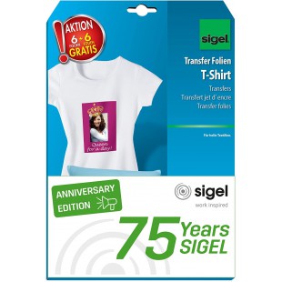 SIGEL T1156 Film de transfert T-Shirt clair "Hot Deal", A4, 6 feuilles + 6 freuilles gratuit