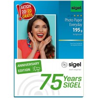 SIGEL T1155 Papier photo "Hot Deal", 10 x 15 cm, 195g/m², 20 feuilles + 20 feuilles gratuit