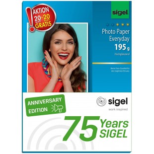 SIGEL T1155 Papier photo "Hot Deal", 10 x 15 cm, 195g/m², 20 feuilles + 20 feuilles gratuit