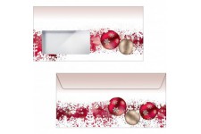 SIGEL DU040 Enveloppes motif boules de Noel rouge/beige, format DL (11 x 22 cm), 50 pieces