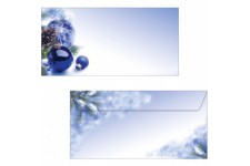 SIGEL DU036 Enveloppes motif boules de Noel bleu, format DL (11 x 22 cm), 50 pieces