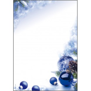 SIGEL DP034 Papier a  lettre de Noel, boules de Noel, 21 x 29,7 cm, 90g/m², blanc et bleu, 100 feuilles