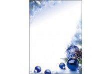 SIGEL DP034 Papier a  lettre de Noel, boules de Noel, 21 x 29,7 cm, 90g/m², blanc et bleu, 100 feuilles