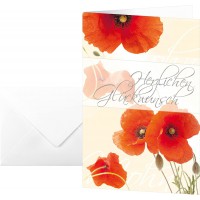 Sigel dS003 voeux red poppies 17 x 11,5 cm, avec, lot de 10 enveloppes blanches format c6