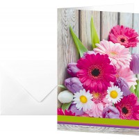 SIGEL DS001 10 Cartes de remerciements ou cartes de voeux fournies avec leur enveloppe, motif bouquet de fleurs, 11,5 x 17 cm, r