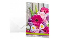 SIGEL DS001 10 Cartes de remerciements ou cartes de voeux fournies avec leur enveloppe, motif bouquet de fleurs, 11,5 x 17 cm, r