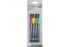 SIGEL GL179 Lot de 4 marqueurs a  craie liquide 20, effacables. Pointes ogives Ø 1 a  2 mm, bleu/vert/jaune/rose