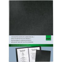 SIGEL SM115 Protege-menus a  cordon elastique, 17,5 x 24,5 x 1,2 cm, similicuir aspect lin, noir