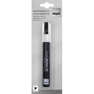 SIGEL GL181 Marqueur a  craie liquide 50, effacable, pointe biseautee largeur 1-5 mm, blanc