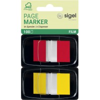 SIGEL HN496 Marque-pages adhesifs en papier film transparent, 2 x 50 feuilles de 2,5 x 4,3 cm, Color-Tip 2 couleurs