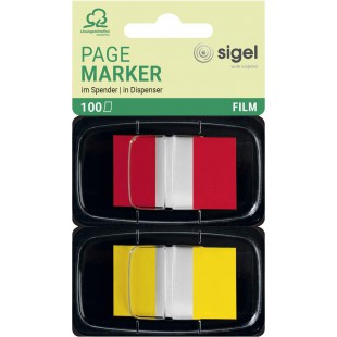 SIGEL HN496 Marque-pages adhesifs en papier film transparent, 2 x 50 feuilles de 2,5 x 4,3 cm, Color-Tip 2 couleurs