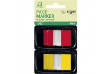 SIGEL HN496 Marque-pages adhesifs en papier film transparent, 2 x 50 feuilles de 2,5 x 4,3 cm, Color-Tip 2 couleurs