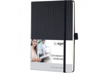 SIGEL CO121 Carnet de notes, env. A5 14,8 x 21,3 cm, petits carreaux, couverture rigide, noir - Conceptum