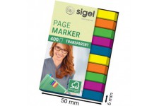 SIGEL HN617 Marque-pages ou surligneurs de texte en film transparent, 400 feuilles de 5 x 0,6 cm, 5 couleurs