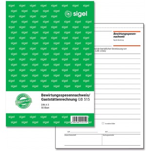 Sigel gb515 bewirtung spesen la detection/Restauration facture, 2seitig Imprime, A5, 50 feuilles
