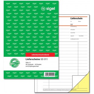 Sigel sd011 Contenu de billets autocopiant Format A5, 2 x 40 feuilles 1 Stuck