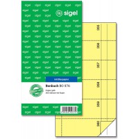 Carnet de bons Sigel BO071, 360 bons a  detacher, vert clair, 10,5 x 20 cm, 2 x 60 feuilles jaune