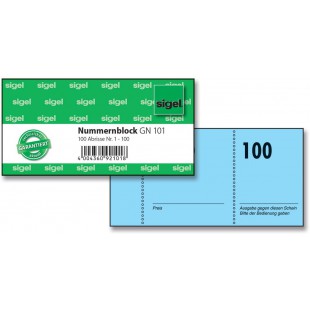 Sigel GN101 Numeros Bloc, numerotees 1-100, 10,5 x 5 cm, 100 tickets