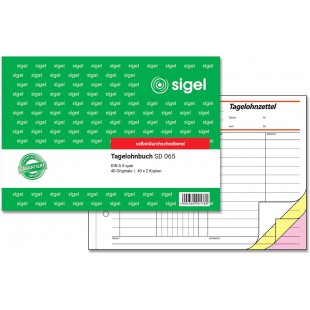 Sigel sd065 Jour du Travail 40 feuilles autocopiant livre A5 paysage