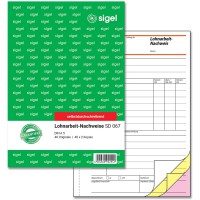 Sigel SD067 Lohnarbeits-Nachweis - Formulaire justificatifs de travail salarie A5, 3 x 40 feuilles, autocopiant