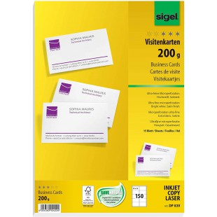 SIGEL DP839 150 Cartes de visite predecoupees, 8,5 x 5,5 cm, 200g/m², blanc