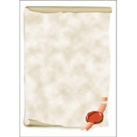 SIGEL DP521 Papier a  lettres, 21 x 29,7 cm, 185g/m², Parchemin, gris et rouge, 12 feuilles