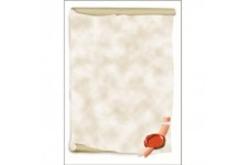 SIGEL DP521 Papier a  lettres, 21 x 29,7 cm, 185g/m², Parchemin, gris et rouge, 12 feuilles