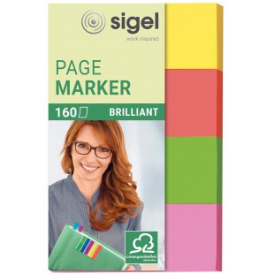 SIGEL HN630 Marque-pages adesifs en papier, 160 feuilles de 5 x 2 cm, 4 couleurs