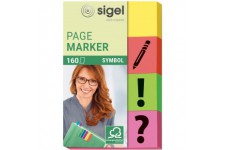 SIGEL HN635 Marque-pages adesifs en papier, 160 feuilles de 5 x 2 cm, 4 couleurs et 4 symboles