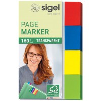 SIGEL HN670 Marque-pages adhesifs en papier transparent, 160 feuilles de 5 x 2 cm, 4 couleurs