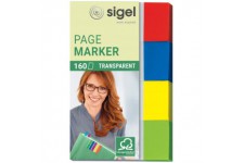 SIGEL HN670 Marque-pages adhesifs en papier transparent, 160 feuilles de 5 x 2 cm, 4 couleurs