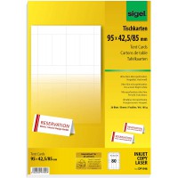 SIGEL DP046 80 Cartes de placement predecoupees, 9,5 x 4,25 cm, 185 g/m², blanc