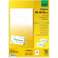 SIGEL DP047 40 Cartes de placement predecoupees, 10 x 6 cm, 185 g/m², blanc