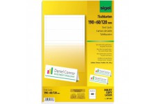 SIGEL DP049 40 Cartes de placement predecoupees, 19 x 6 cm, 185 g/m², blanc