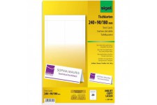 SIGEL DP050 20 Cartes de placement predecoupees, 24 x 9 cm, 185 g/m², blanc