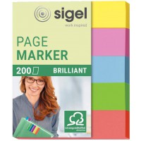 SIGEL HN625 Marque-pages adhesifs en papier, 200 feuilles de 5 x 1,2 cm, 5 couleurs