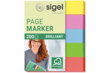 SIGEL HN625 Marque-pages adhesifs en papier, 200 feuilles de 5 x 1,2 cm, 5 couleurs