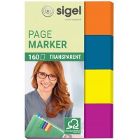 SIGEL HN614 Marque-pages adhesifs en papier film transparent, 160 feuilles de 5 x 2 cm, 4 couleurs