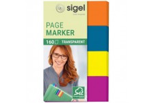 SIGEL HN614 Marque-pages adhesifs en papier film transparent, 160 feuilles de 5 x 2 cm, 4 couleurs