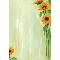 SIGEL DP694 Papier a  lettres, 21 x 29,7 cm, 90g/m², tournesols, jaune et vert, 25 feuilles