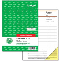 Sigel SD131 Factures avec Consecutive Numbering 1st et 2nd Printed sheets, non carbon duplicating pagess, A 5 2 x 50 BL