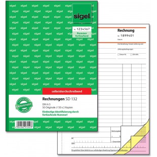 Sigel formulaires - factures A5 Manifold de factures numerotees, 2 feuillets, 1 bloc 1 Stuck
