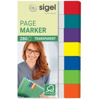 SIGEL HN677 Marque-pages adhesifs en papier film transparent, 280 feuilles de 5 x 1,2 cm, 7 couleurs